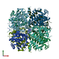 PDB entry 4wh0 coloured by chain, front view.