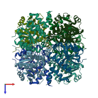 PDB entry 4wh0 coloured by chain, top view.