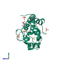 Monomeric assembly 1 of PDB entry 4wh7 coloured by chemically distinct molecules, side view.