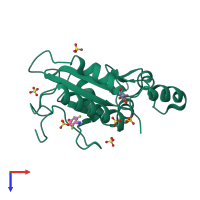Monomeric assembly 1 of PDB entry 4wh7 coloured by chemically distinct molecules, top view.