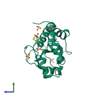 PDB entry 4wh9 coloured by chain, side view.