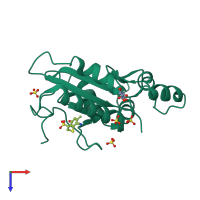 PDB entry 4wh9 coloured by chain, top view.