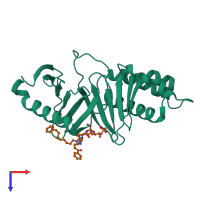PDB entry 4whk coloured by chain, top view.