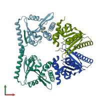 PDB entry 4whn coloured by chain, front view.