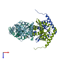 PDB entry 4whn coloured by chain, top view.