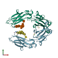 PDB entry 4wi2 coloured by chain, front view.