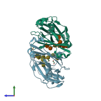 PDB entry 4wi2 coloured by chain, side view.