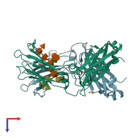 PDB entry 4wi2 coloured by chain, top view.