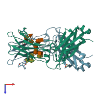 PDB entry 4wi5 coloured by chain, top view.