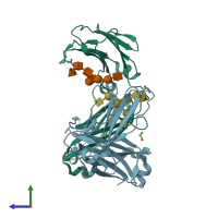 PDB entry 4wi7 coloured by chain, side view.