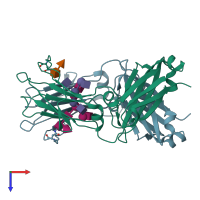 PDB entry 4wi9 coloured by chain, top view.