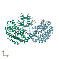 PDB entry 4wj0 coloured by chain, front view.