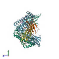 PDB entry 4wj5 coloured by chain, side view.