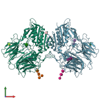 PDB entry 4wjl coloured by chain, front view.