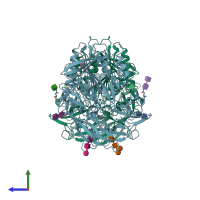 PDB entry 4wjl coloured by chain, side view.