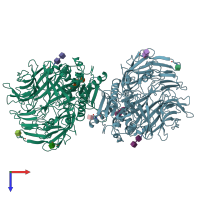 PDB entry 4wjl coloured by chain, top view.