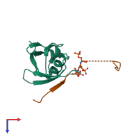 PDB entry 4wjn coloured by chain, top view.