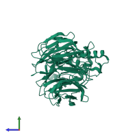 PDB entry 4wjs coloured by chain, side view.