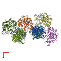 PDB entry 4wjv coloured by chain, top view.