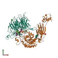 PDB entry 4wk0 coloured by chain, front view.