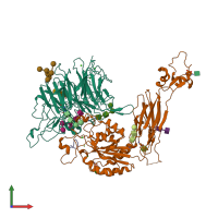 PDB entry 4wk4 coloured by chain, front view.