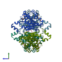 PDB 4wk6 coloured by chain and viewed from the side.