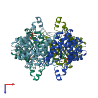 PDB entry 4wk6 coloured by chain, top view.