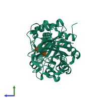 PDB entry 4wk9 coloured by chain, side view.