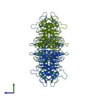 PDB entry 4wl3 coloured by chain, side view.