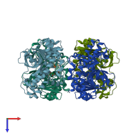 PDB entry 4wlf coloured by chain, top view.