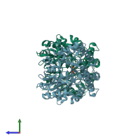 PDB entry 4wlj coloured by chain, side view.