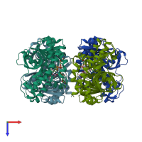 PDB entry 4wlo coloured by chain, top view.