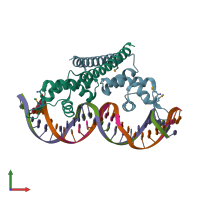 PDB entry 4wls coloured by chain, front view.