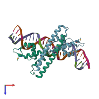 PDB entry 4wls coloured by chain, top view.