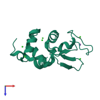 Monomeric assembly 1 of PDB entry 4wly coloured by chemically distinct molecules, top view.