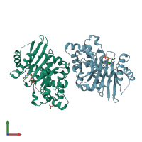 PDB entry 4wlz coloured by chain, front view.
