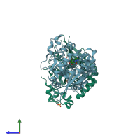 PDB entry 4wlz coloured by chain, side view.