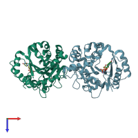 PDB entry 4wlz coloured by chain, top view.