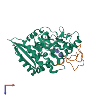 PDB entry 4wm0 coloured by chain, top view.
