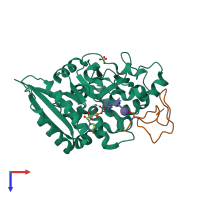 PDB entry 4wmi coloured by chain, top view.