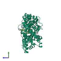 PDB entry 4wmt coloured by chain, side view.