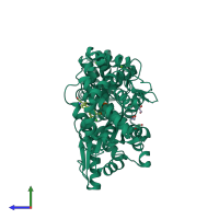 PDB entry 4wmu coloured by chain, side view.