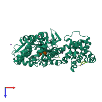 PDB entry 4wmu coloured by chain, top view.
