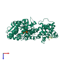 PDB entry 4wmx coloured by chain, top view.