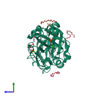 PDB entry 4wn0 coloured by chain, side view.