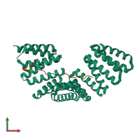 PDB entry 4wne coloured by chain, front view.
