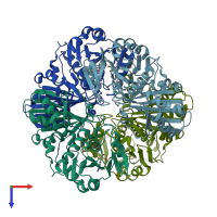 PDB entry 4wni coloured by chain, top view.