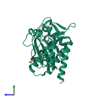 PDB entry 4wnm coloured by chain, side view.