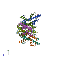 PDB entry 4wnn coloured by chain, side view.