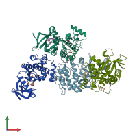 PDB entry 4wnp coloured by chain, front view.